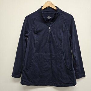 J Jill Fit Out & About Popover Pullover Womens Small Navy 1/4 Zip Stretch Pocket